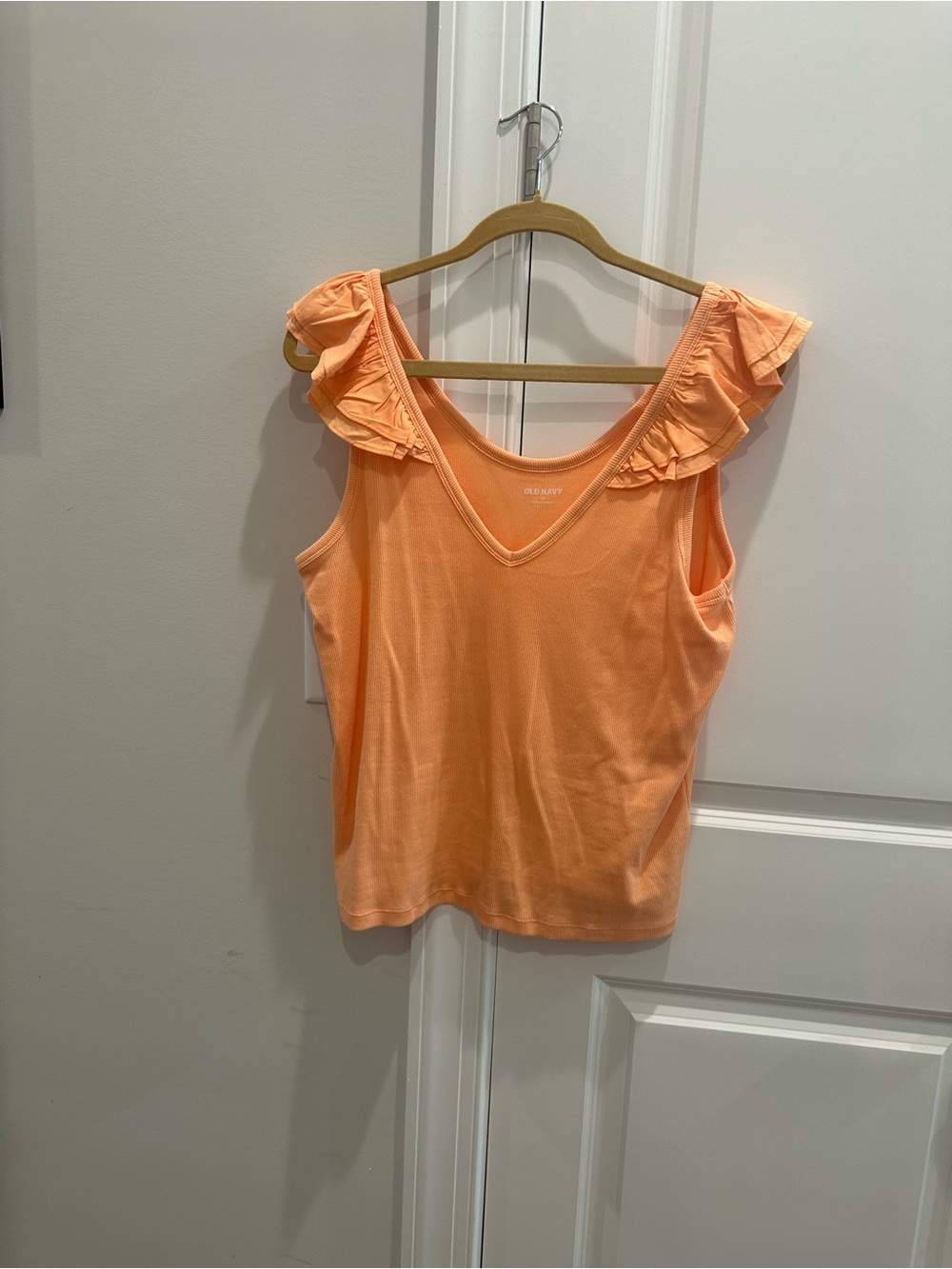 Old Navy Peach Ruffle Shoulder V-Neck Tank
